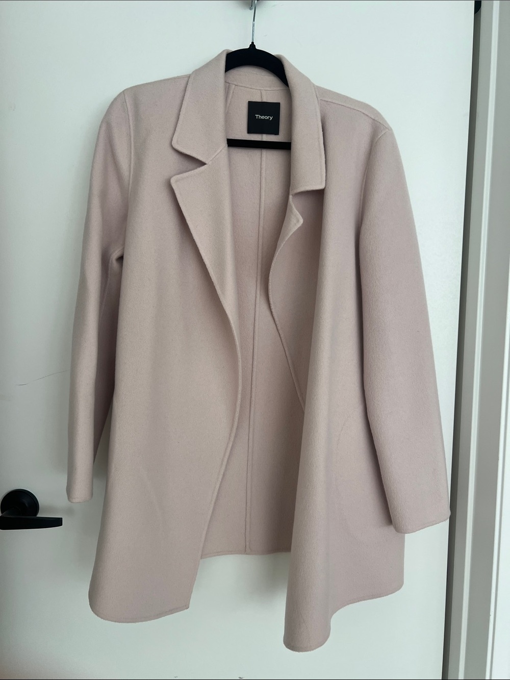Theory Light Blush Open-Front Wool Blend Blazer Coat